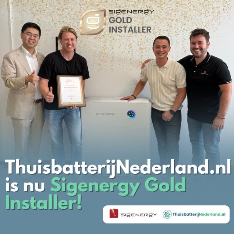 ThuisbatterijNederland.nl uitgeroepen tot “Gold Installer” voor Sigenergy!